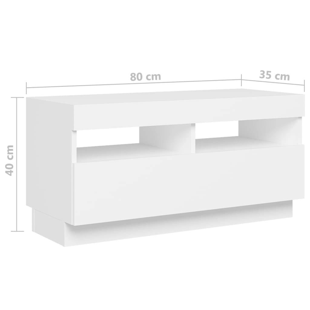 vidaXL Szafka TV z oświetleniem LED, biała, 180x35x40 cm
