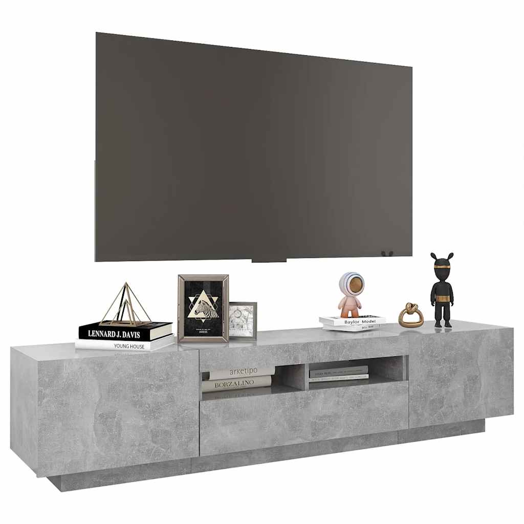vidaXL Szafka TV z oświetleniem LED, szarość betonu, 180x35x40 cm