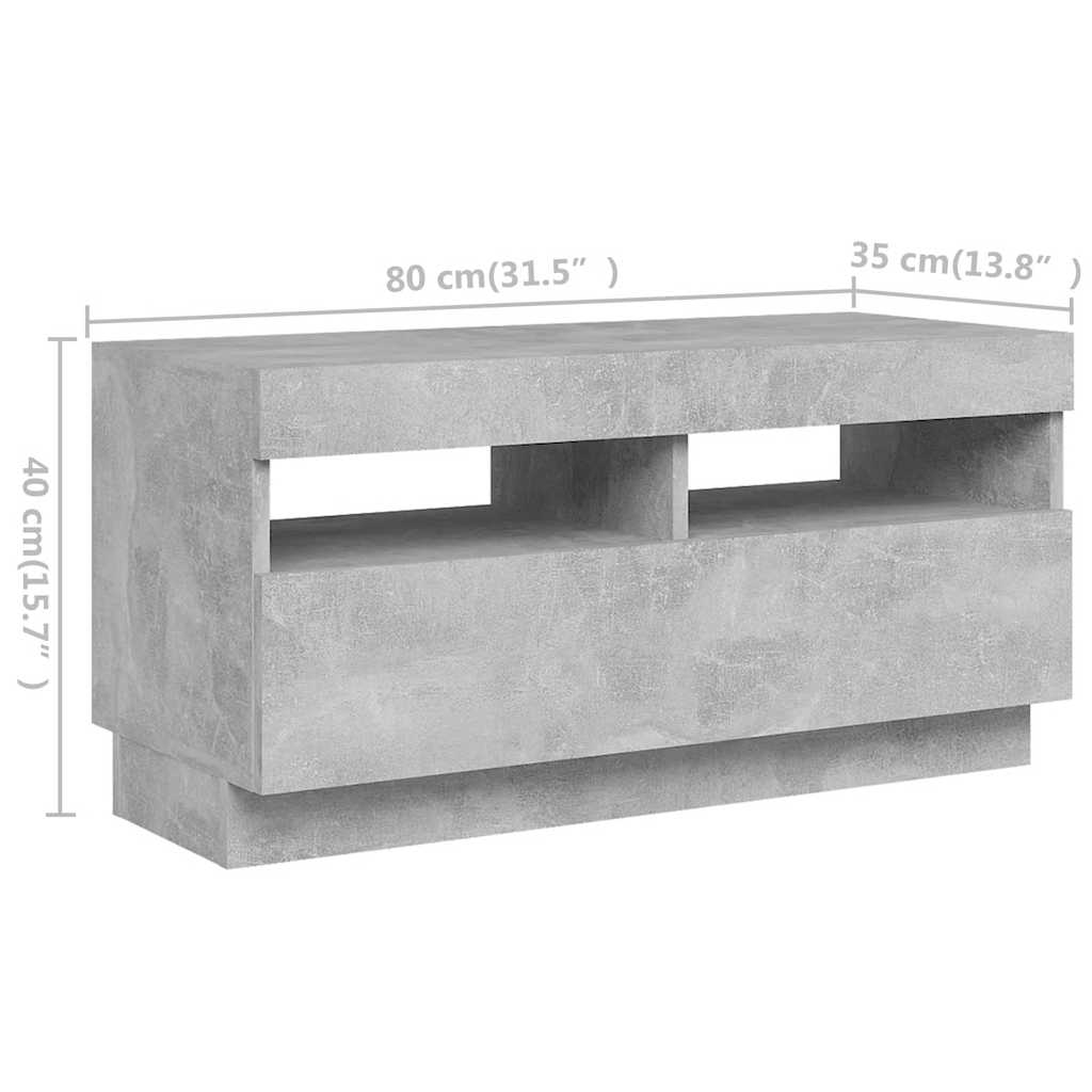 vidaXL Szafka TV z oświetleniem LED, szarość betonu, 180x35x40 cm