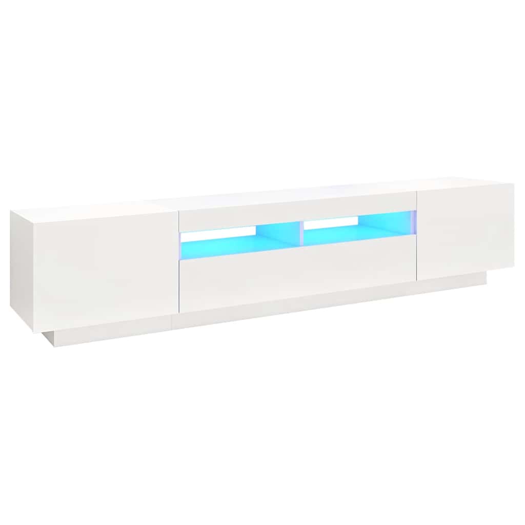 vidaXL Szafka pod TV z oświetleniem LED, biała, 200x35x40 cm