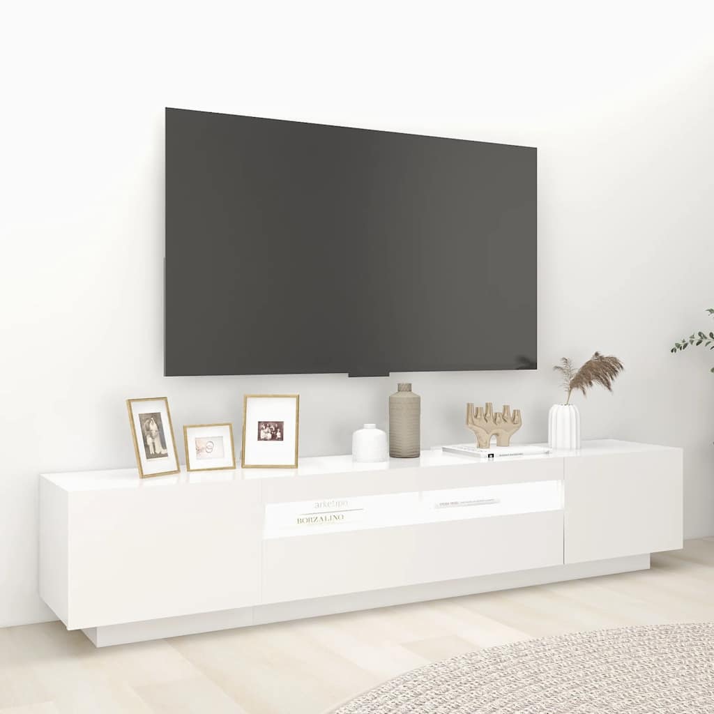 vidaXL Szafka pod TV z oświetleniem LED, biała, 200x35x40 cm