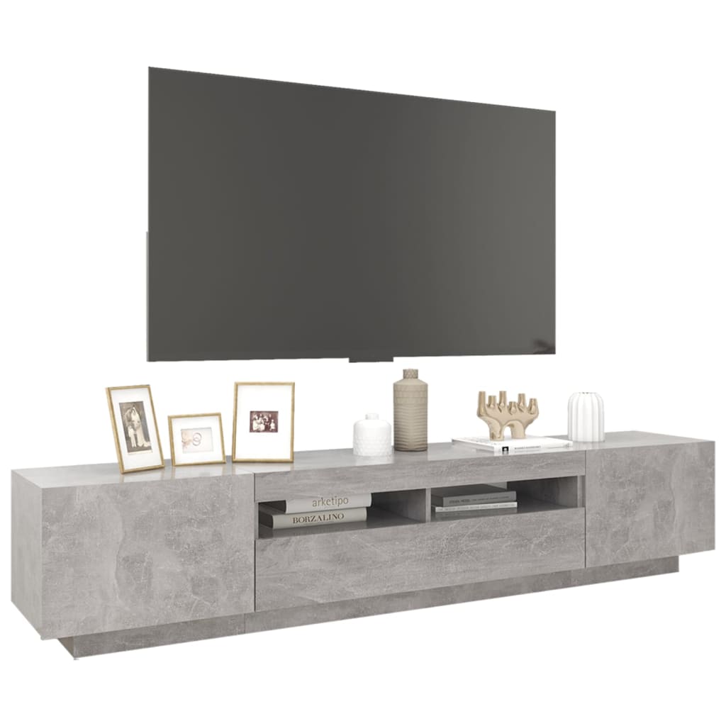 vidaXL Szafka pod TV z oświetleniem LED, szarość betonu, 200x35x40 cm