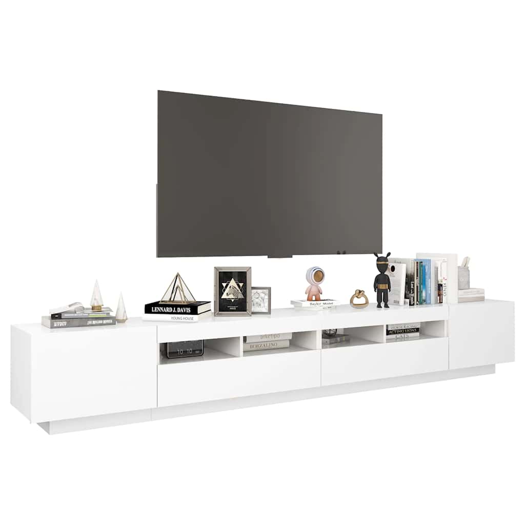 vidaXL Szafka pod TV z oświetleniem LED, biała, 260x35x40 cm