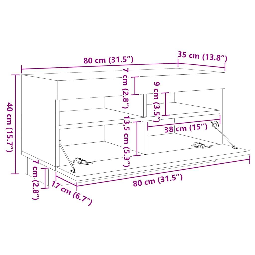 vidaXL Szafka pod TV z oświetleniem LED, biała, 260x35x40 cm