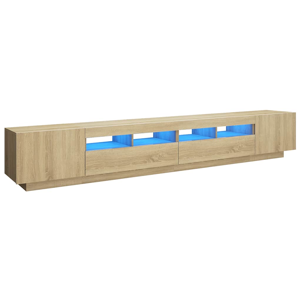 vidaXL Szafka TV z oświetleniem LED, dąb sonoma, 260x35x40 cm