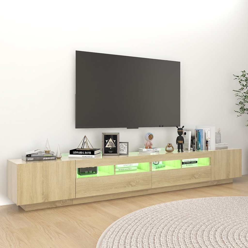 vidaXL Szafka TV z oświetleniem LED, dąb sonoma, 260x35x40 cm