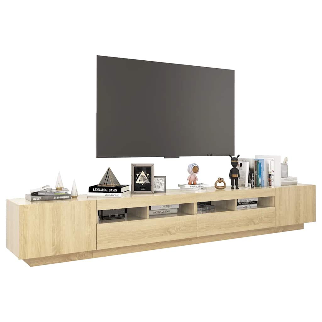vidaXL Szafka TV z oświetleniem LED, dąb sonoma, 260x35x40 cm