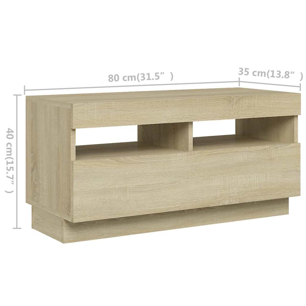vidaXL Szafka TV z oświetleniem LED, dąb sonoma, 260x35x40 cm