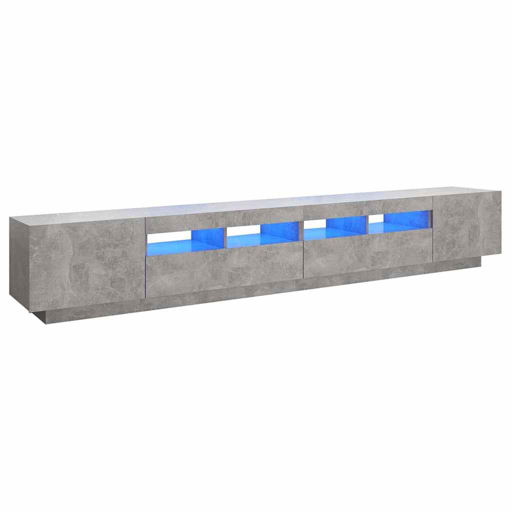 vidaXL Szafka pod TV z oświetleniem LED, szarość betonu, 260x35x40 cm