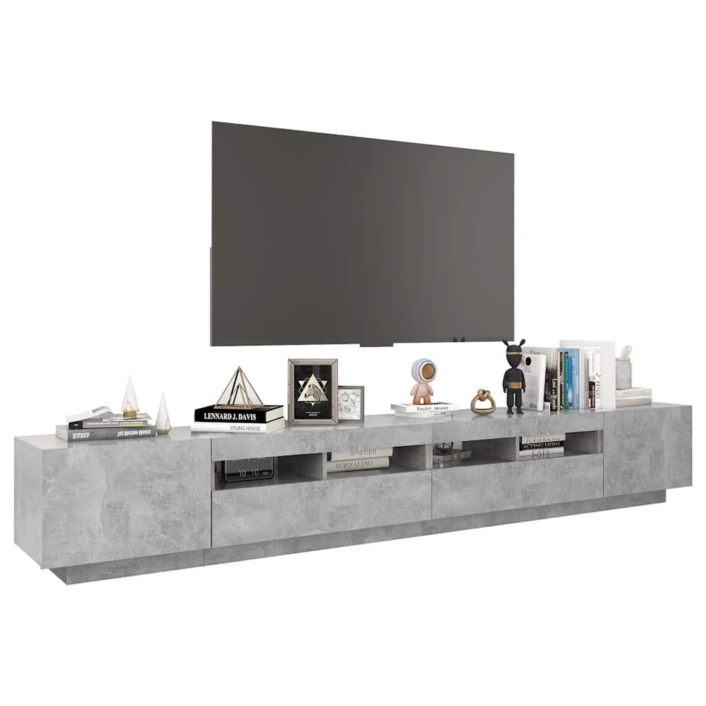 vidaXL Szafka pod TV z oświetleniem LED, szarość betonu, 260x35x40 cm