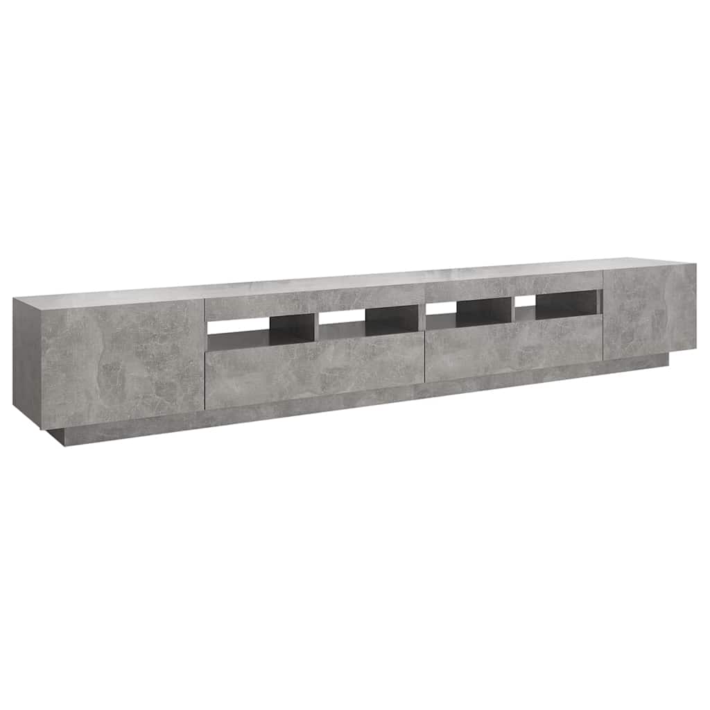 vidaXL Szafka pod TV z oświetleniem LED, szarość betonu, 260x35x40 cm