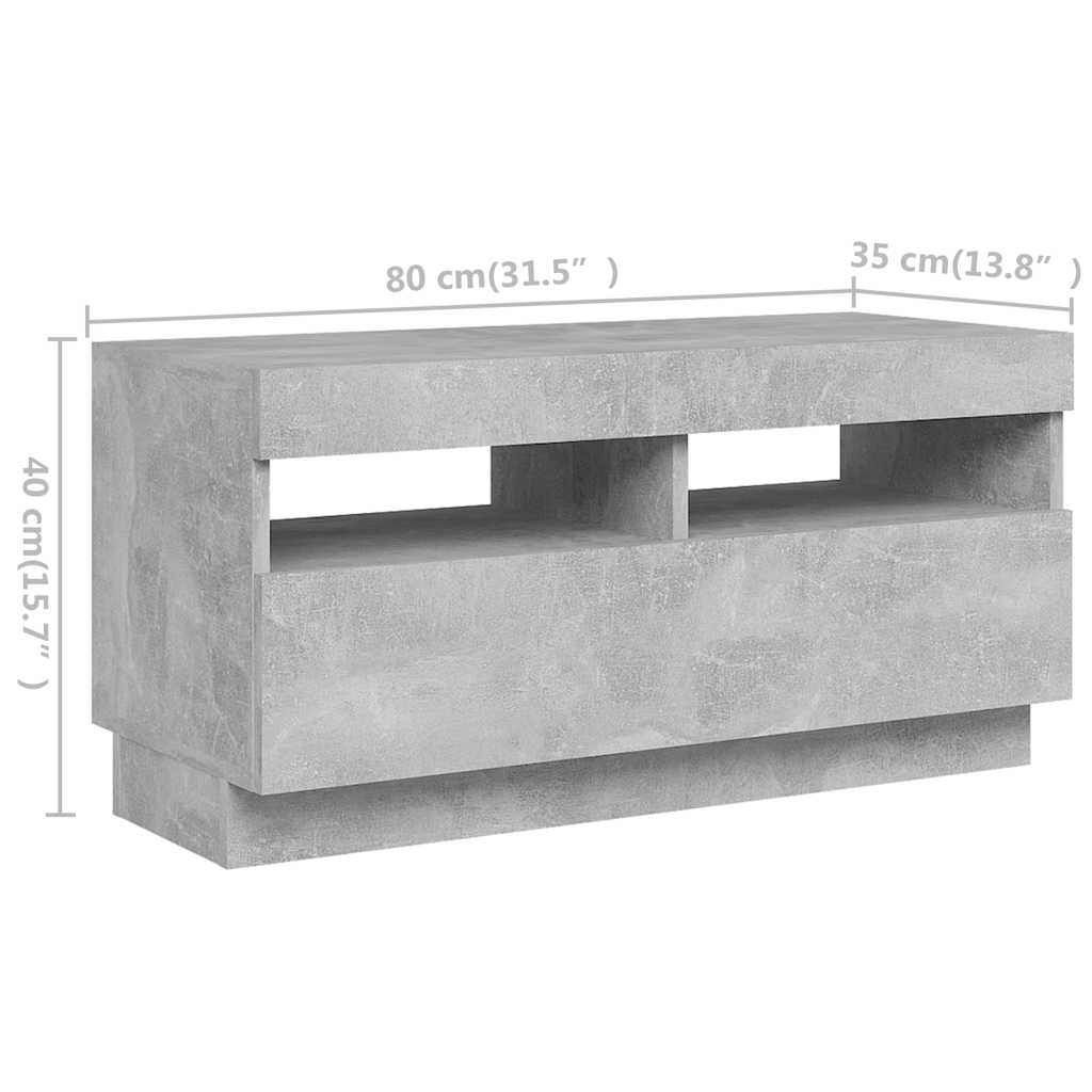 vidaXL Szafka pod TV z oświetleniem LED, szarość betonu, 260x35x40 cm