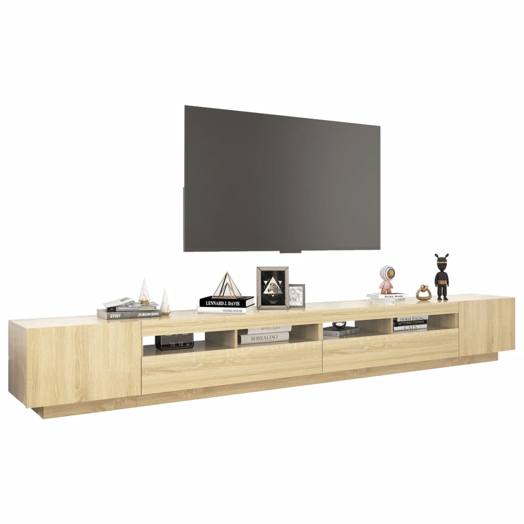 vidaXL Szafka pod TV z oświetleniem LED, dąb sonoma, 300x35x40 cm