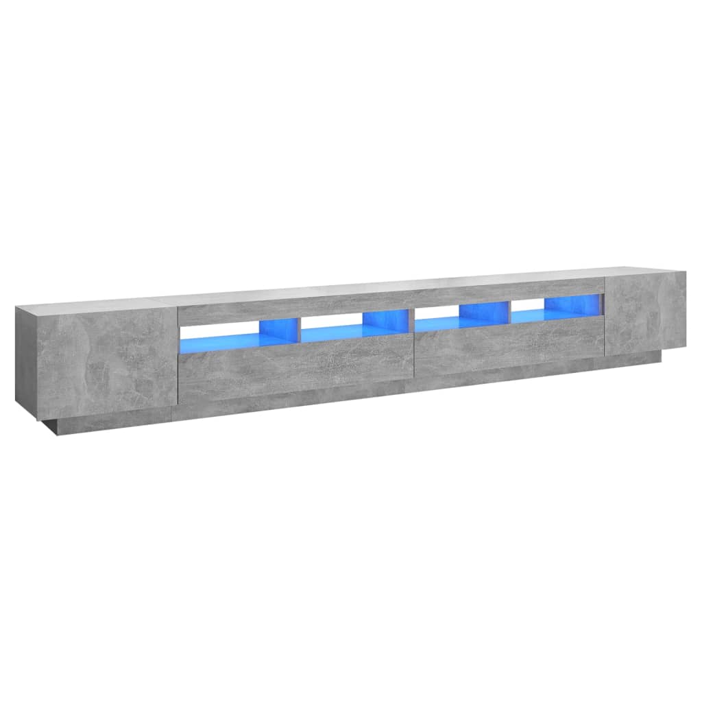 vidaXL Szafka pod TV z oświetleniem LED, szarość betonu, 300x35x40 cm