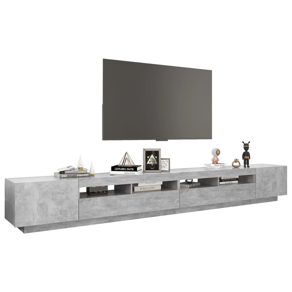 vidaXL Szafka pod TV z oświetleniem LED, szarość betonu, 300x35x40 cm
