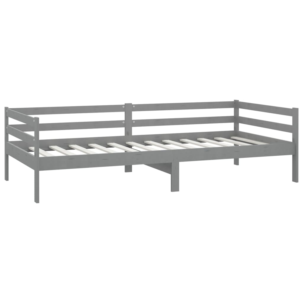 vidaXL Łóżko dzienne, szare, lite drewno sosnowe, 90x200 cm