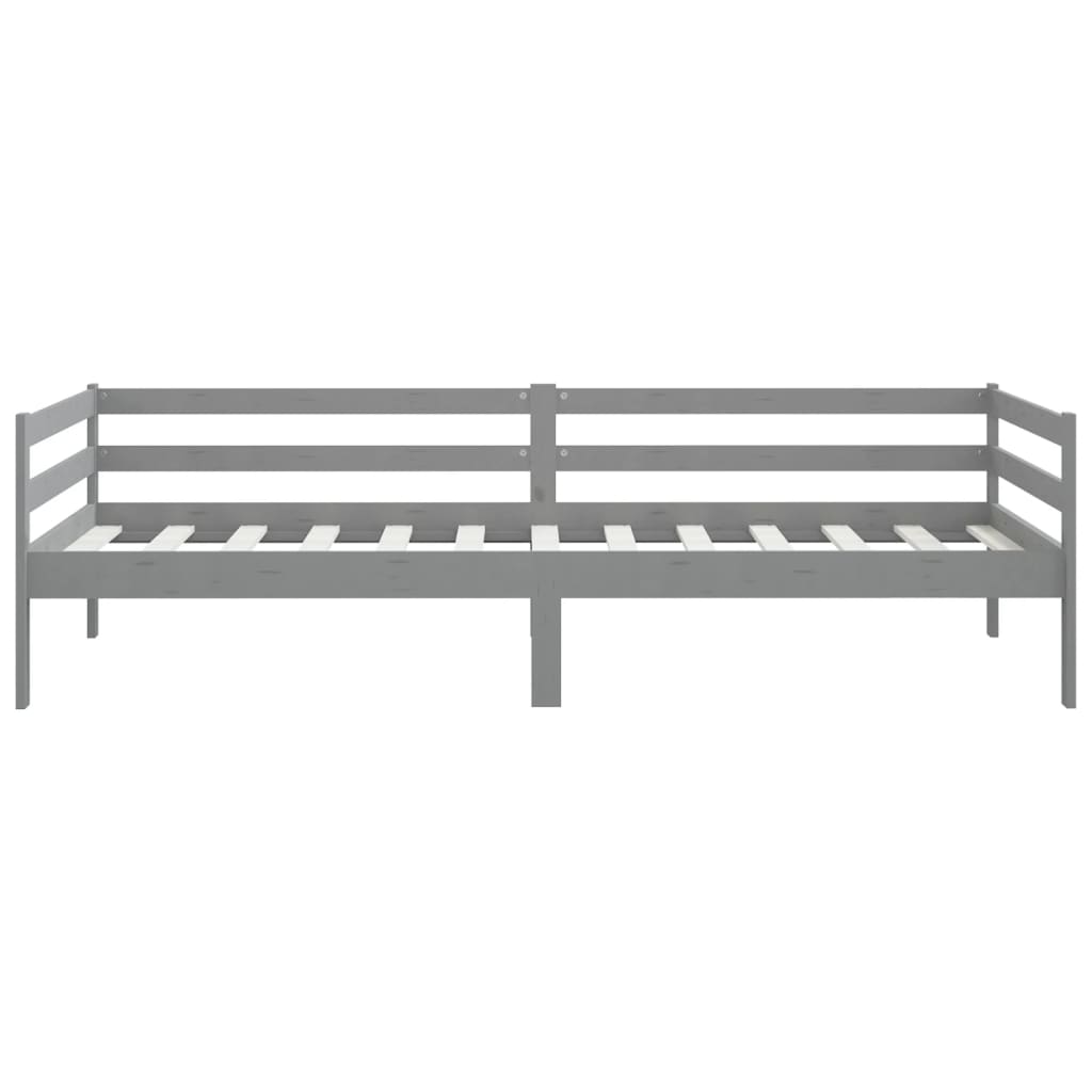 vidaXL Łóżko dzienne, szare, lite drewno sosnowe, 90x200 cm