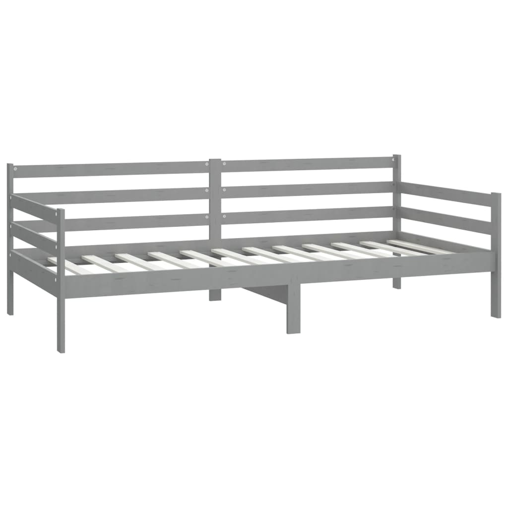 vidaXL Łóżko dzienne, szare, lite drewno sosnowe, 90x200 cm