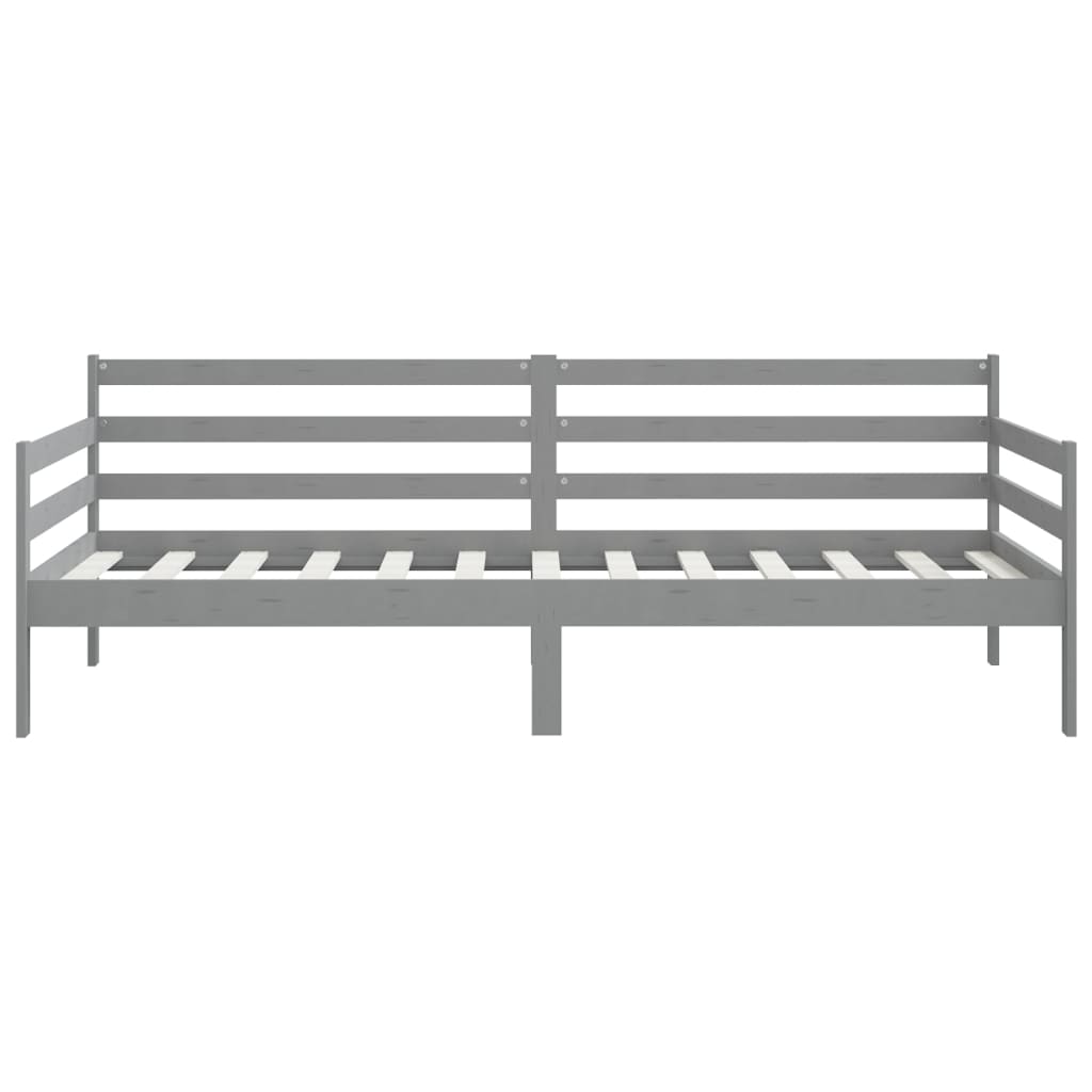 vidaXL Łóżko dzienne, szare, lite drewno sosnowe, 90x200 cm