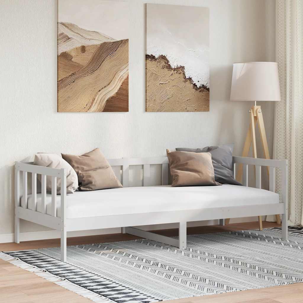 vidaXL Łóżko dzienne, białe, lite drewno sosnowe, 90x200 cm