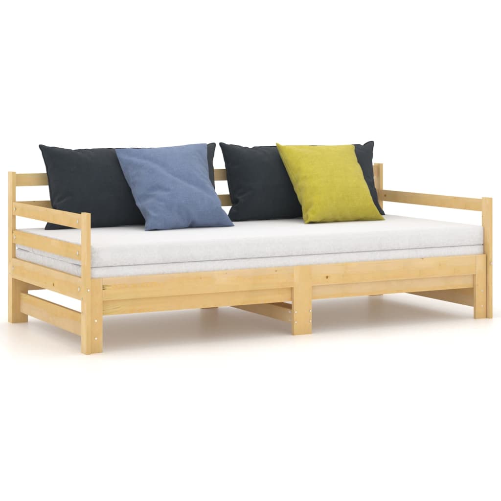 vidaXL Łóżko wysuwane, lite drewno sosnowe, 2x(90x200) cm