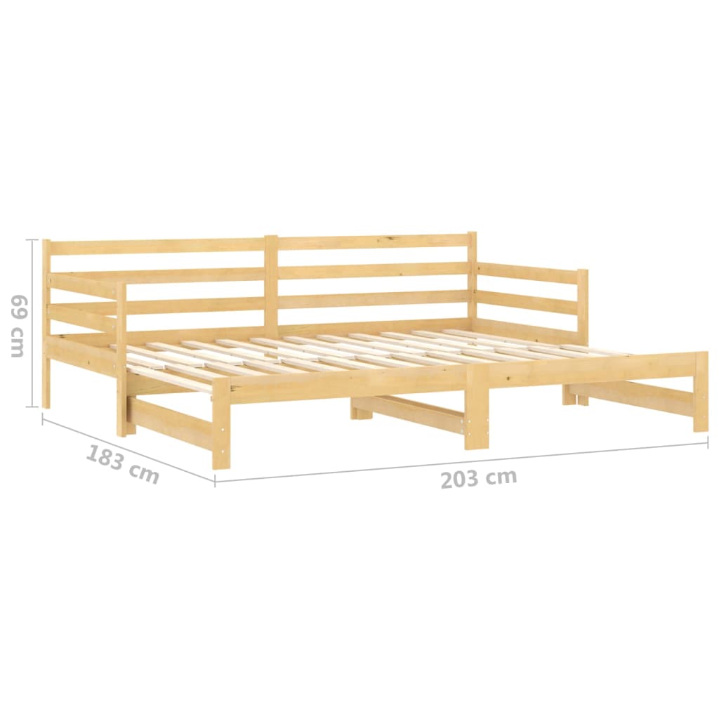 vidaXL Łóżko wysuwane, lite drewno sosnowe, 2x(90x200) cm