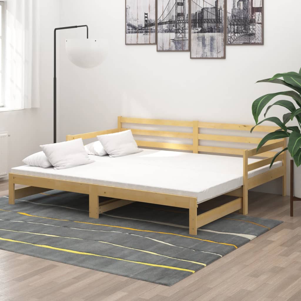vidaXL Łóżko wysuwane, lite drewno sosnowe, 2x(90x200) cm