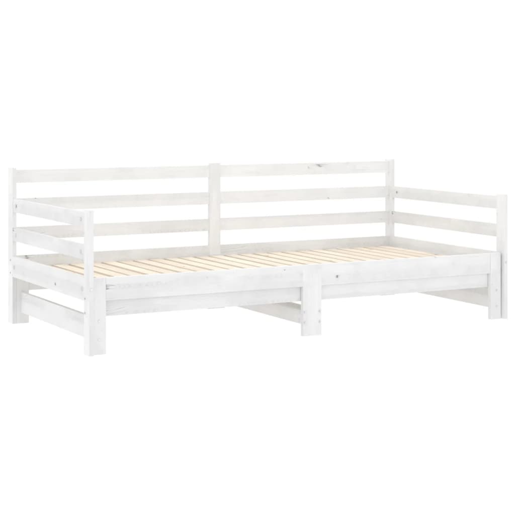 vidaXL Łóżko wysuwane, lite drewno sosnowe, białe, 2x(90x200) cm