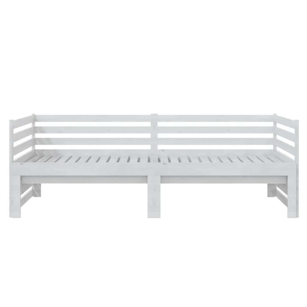 vidaXL Łóżko wysuwane, lite drewno sosnowe, białe, 2x(90x200) cm