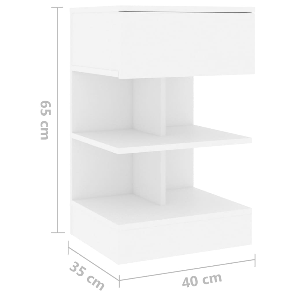 vidaXL Szafka nocna, biała, 40x35x65 cm, materiał drewnopochodny