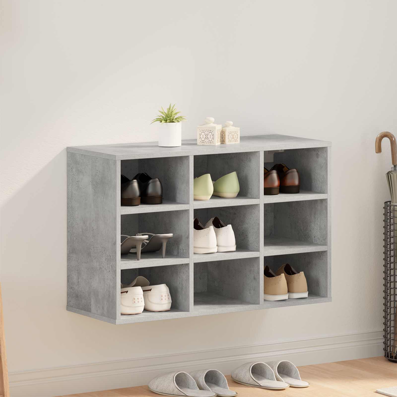 vidaXL Szafka na buty z półką Betonowy szary 77,5 x 30 x 51 cm