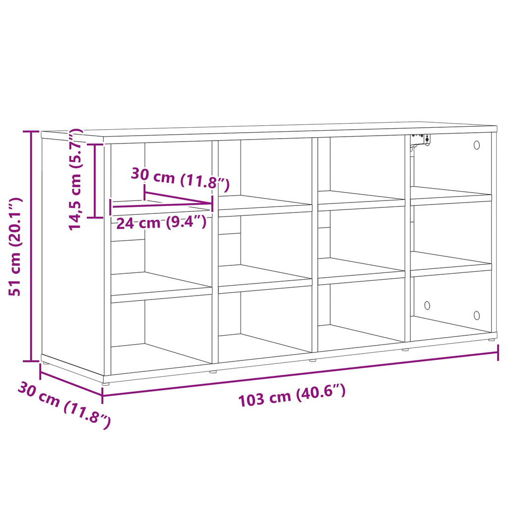 vidaXL Szafka na buty Biały 103 x 30 x 51 cm Materiał drewnopochodny