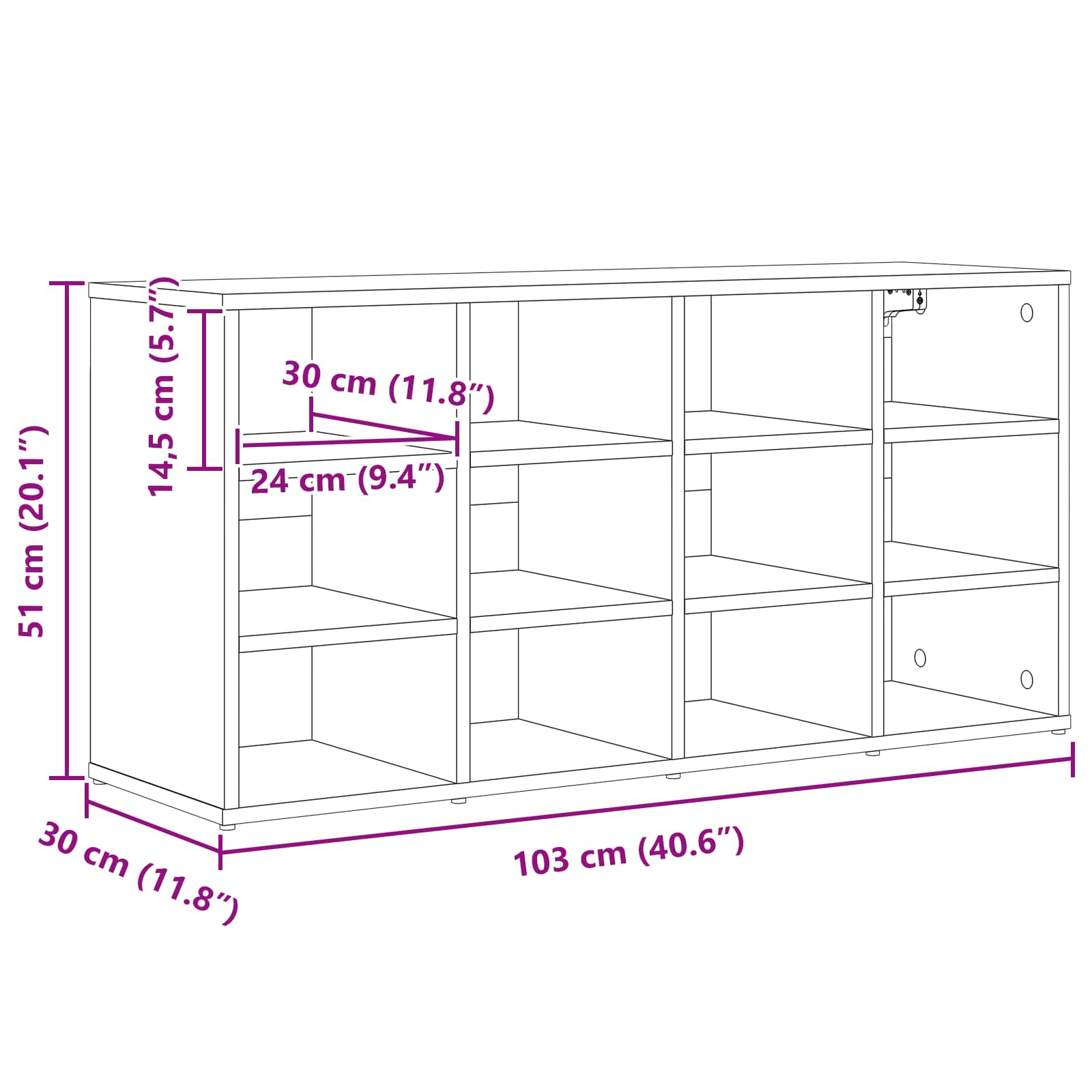 vidaXL Szafka na buty z półką Betonowy szary 103 x 30 x 51 cm