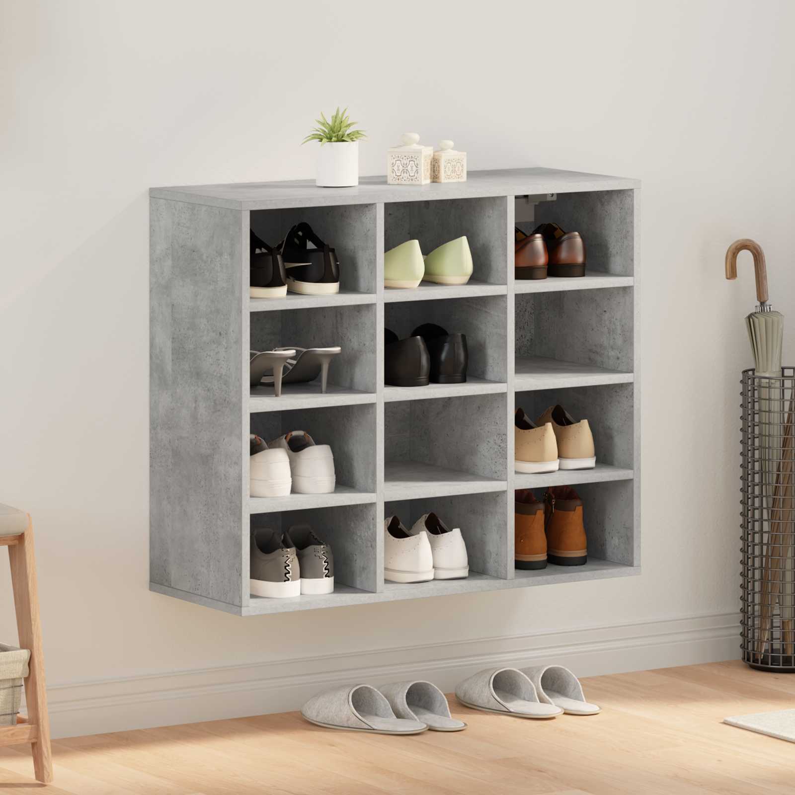 vidaXL Szafka na buty z półką Betonowy szary 77,5 x 30 x 67 cm