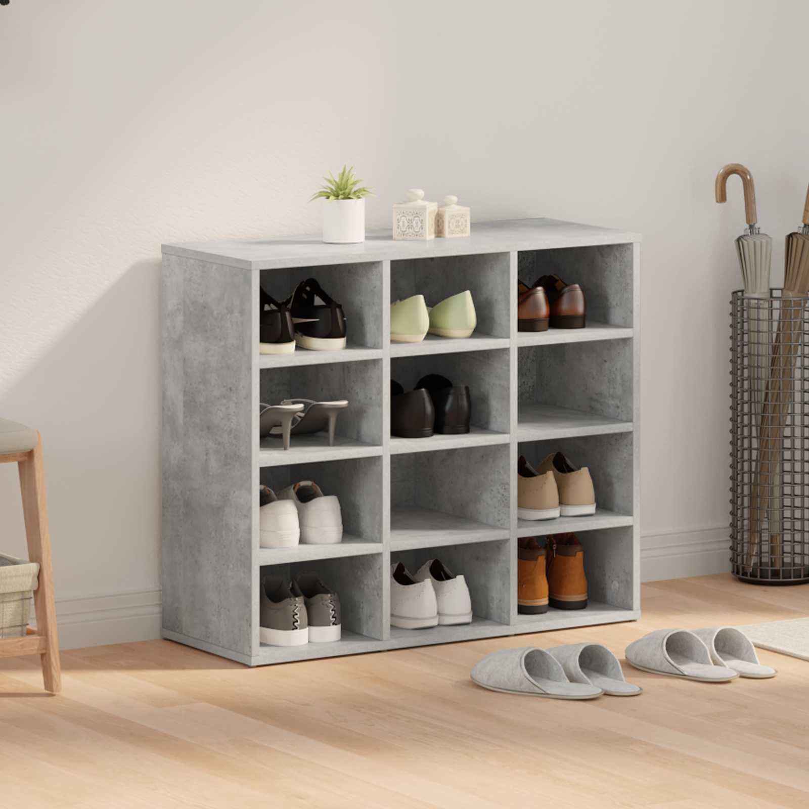 vidaXL Szafka na buty z półką Betonowy szary 77,5 x 30 x 67 cm