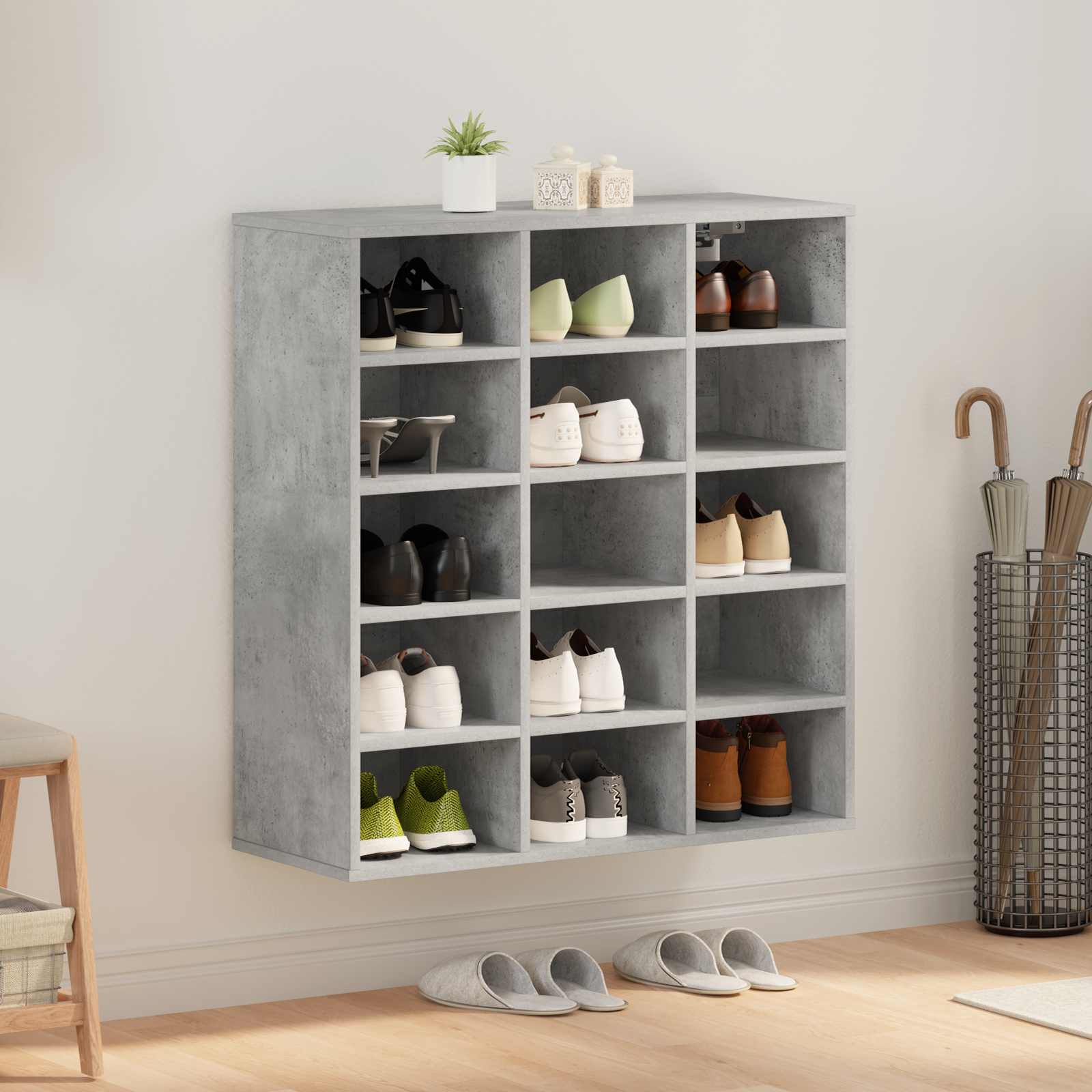 vidaXL Szafka na buty z półką Betonowy szary 77,5 x 30 x 83,5 cm