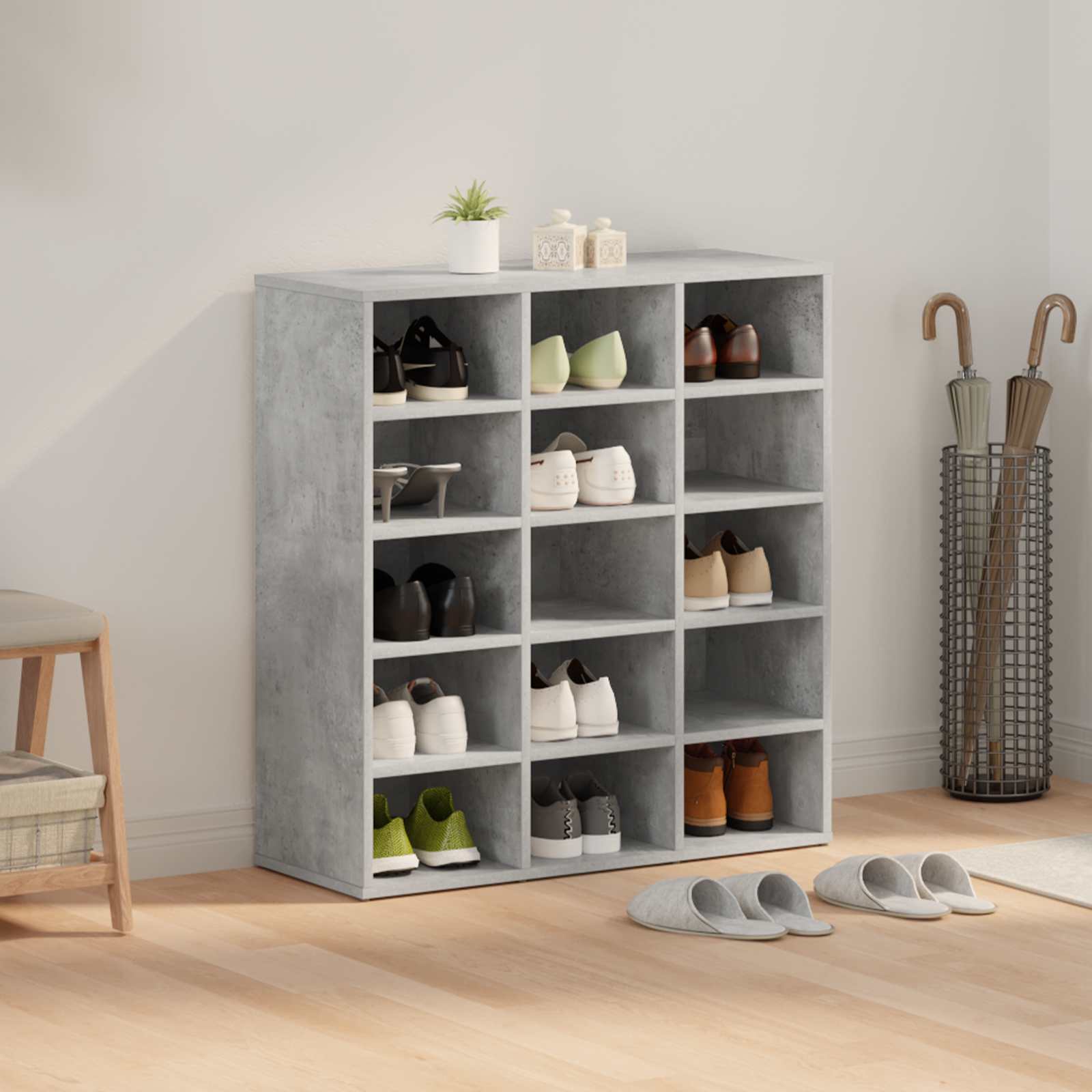 vidaXL Szafka na buty z półką Betonowy szary 77,5 x 30 x 83,5 cm