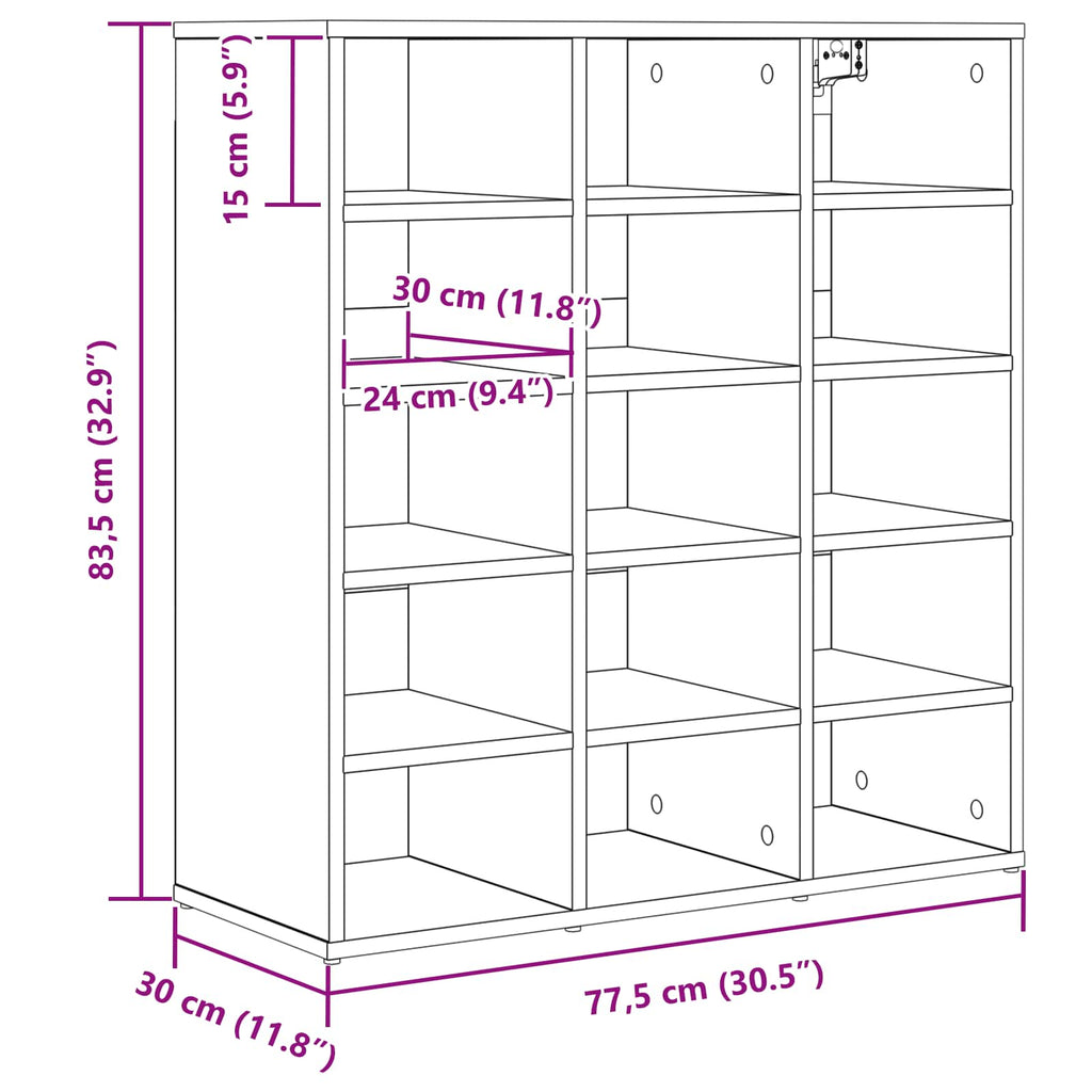 vidaXL Szafka na buty z półką Betonowy szary 77,5 x 30 x 83,5 cm