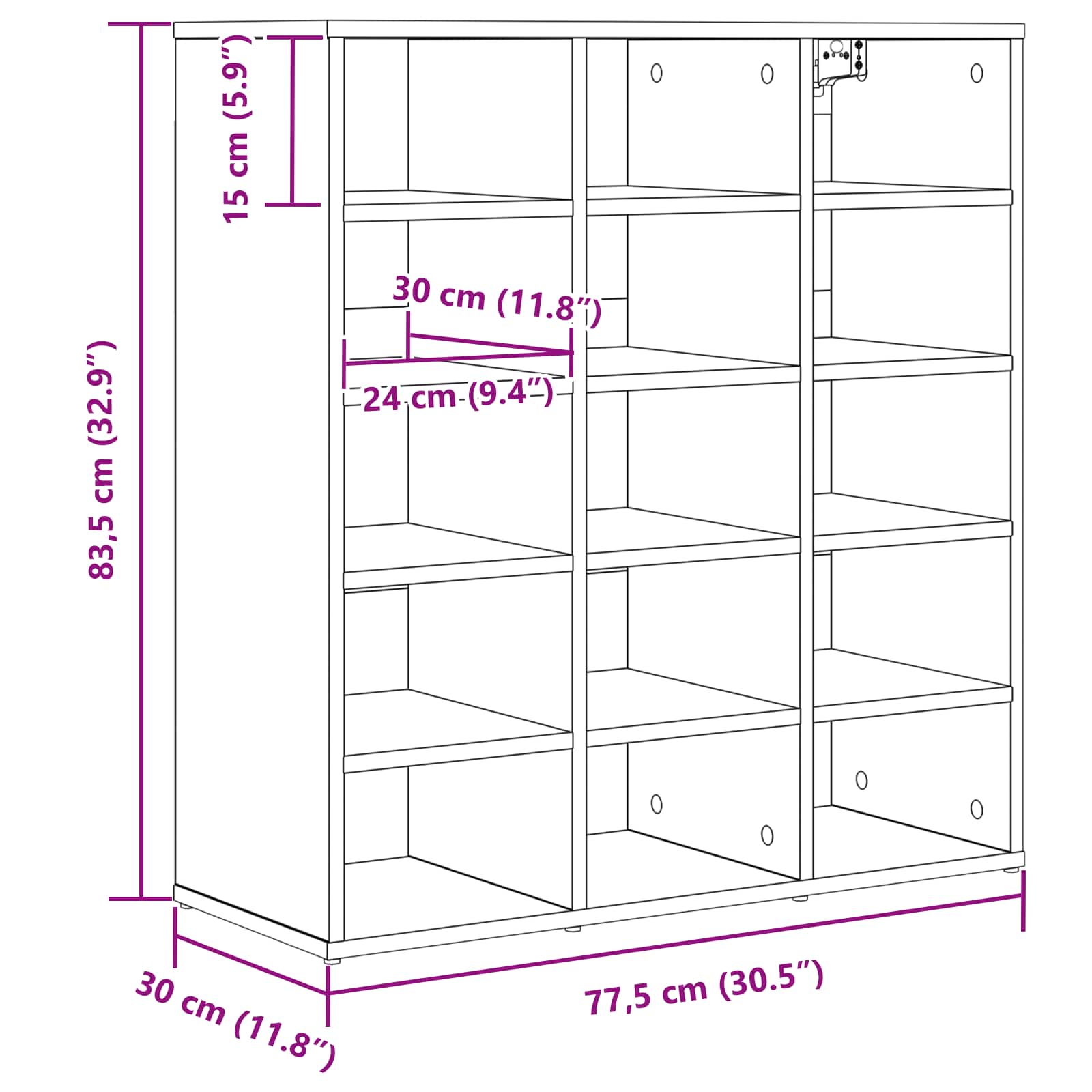 vidaXL Szafka na buty z półką Betonowy szary 77,5 x 30 x 83,5 cm