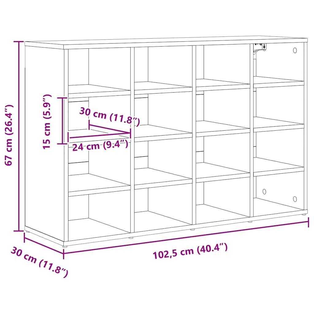 vidaXL Szafka na buty 103 x 30 x 67 cm Drewno inżynieryjne Biały