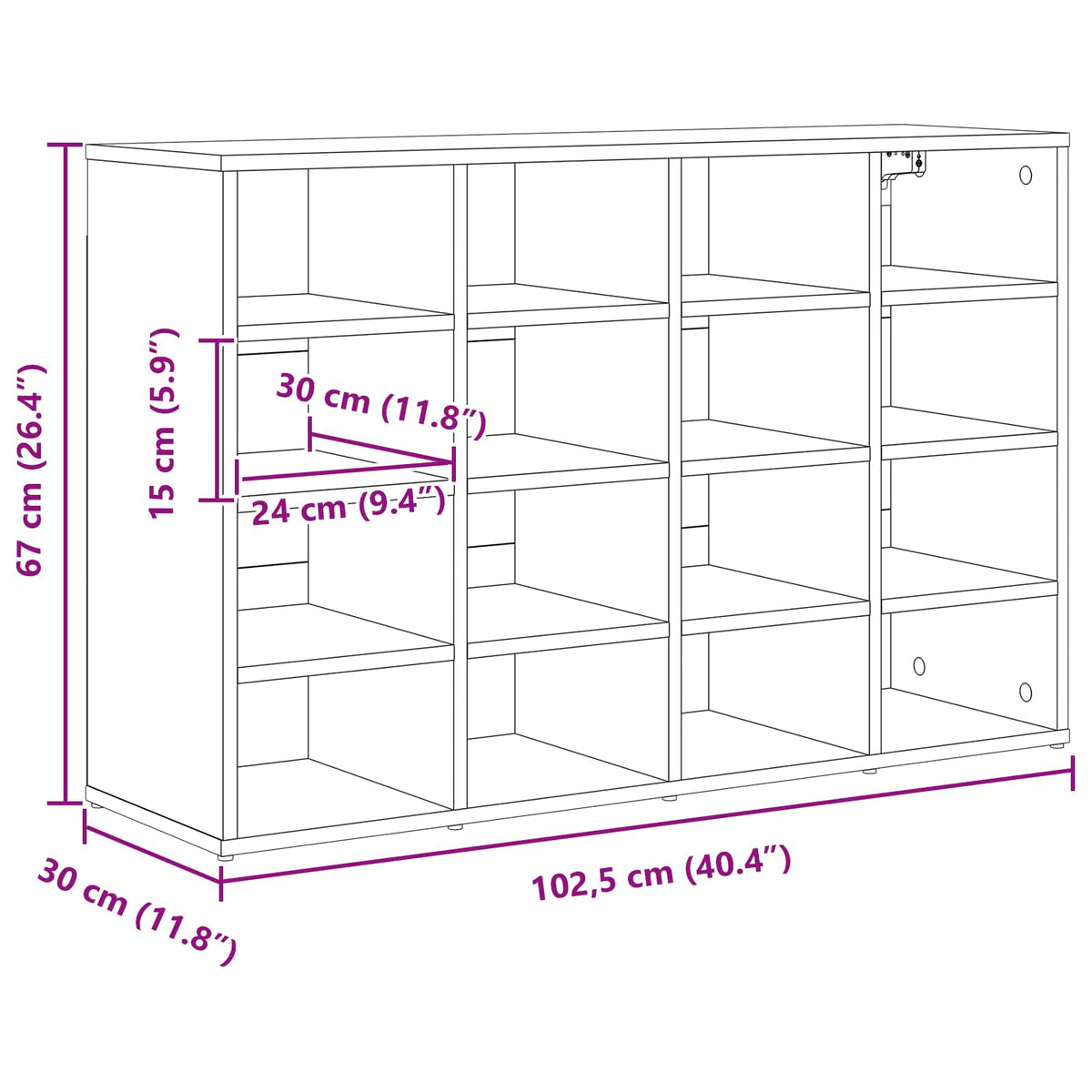 vidaXL Szafka na buty 103 x 30 x 67 cm Drewno inżynieryjne Biały