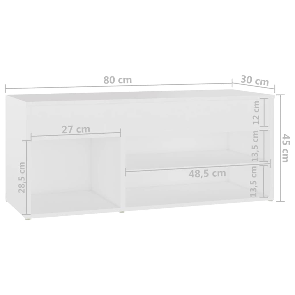 vidaXL Ławka z miejscem na buty, biała, 80x30x45 cm