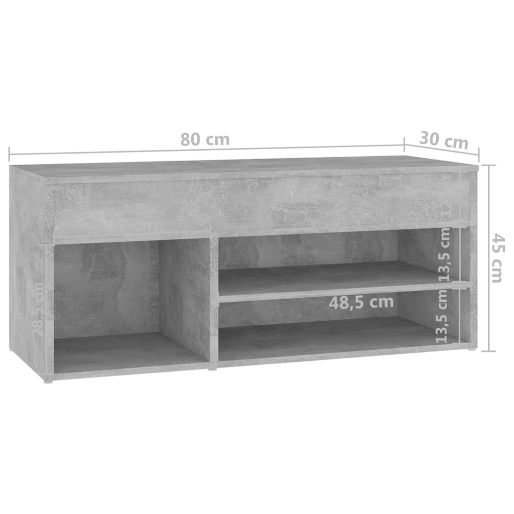 vidaXL Ławka z miejscem na buty, szarość betonu, 80x30x45 cm