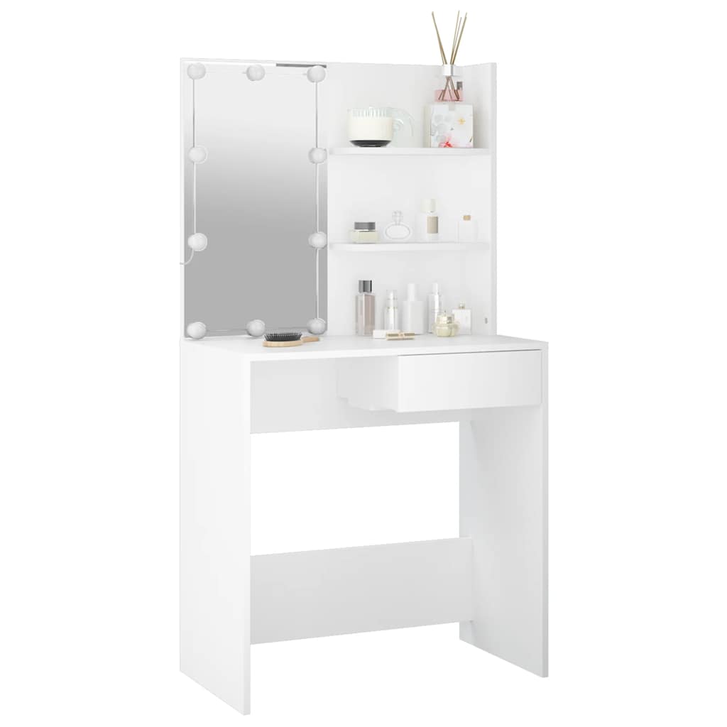 vidaXL Toaletka z oświetleniem LED, biała, 74,5x40x141 cm
