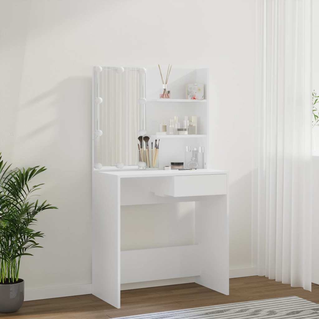 vidaXL Toaletka z oświetleniem LED, biała, 74,5x40x141 cm