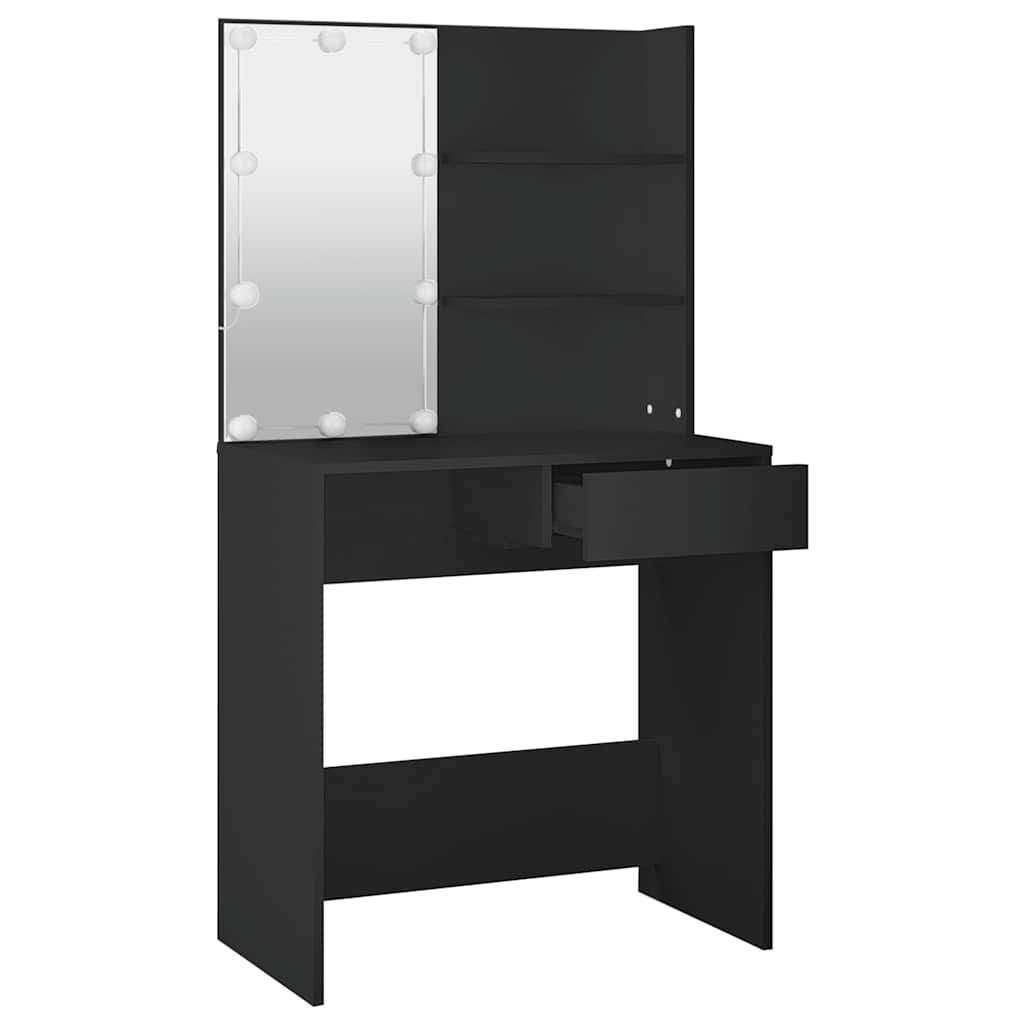 vidaXL Toaletka z oświetleniem LED, czarna, 74,5x40x141 cm