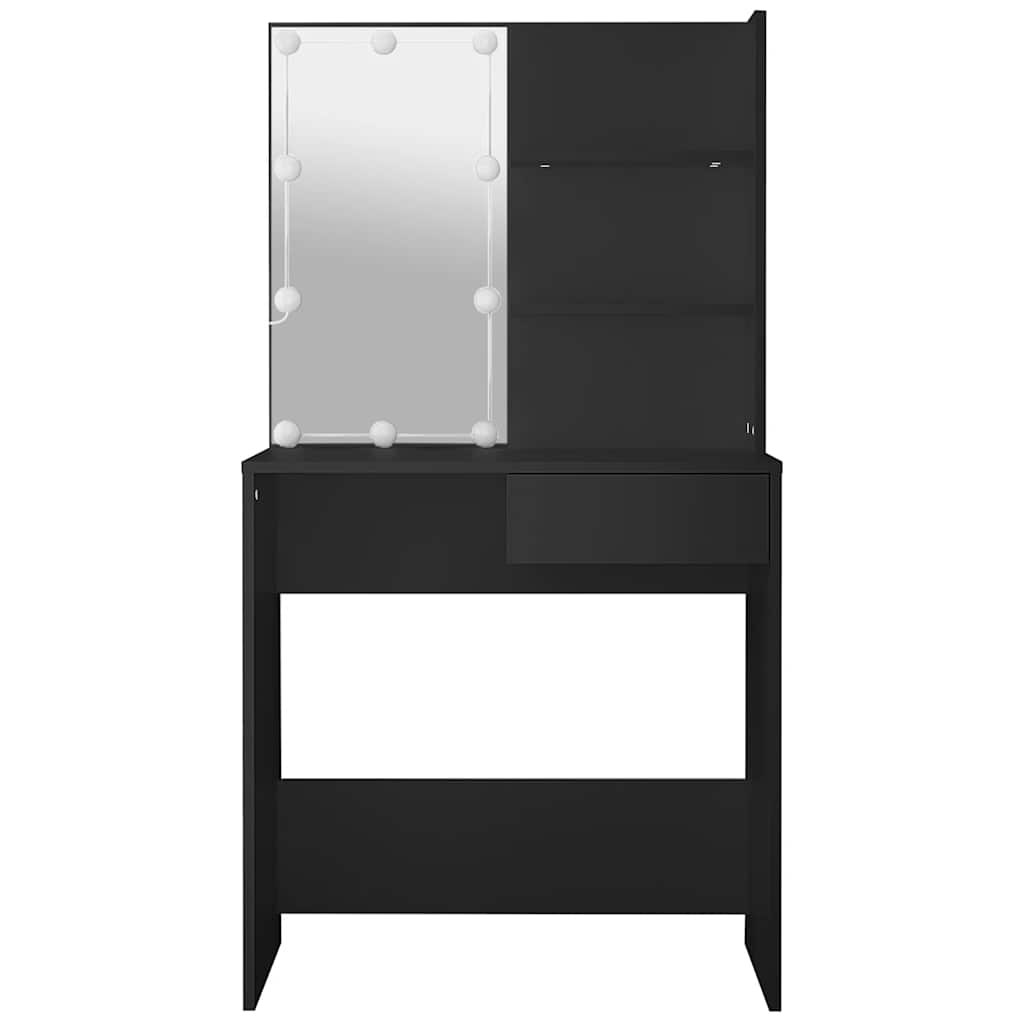 vidaXL Toaletka z oświetleniem LED, czarna, 74,5x40x141 cm