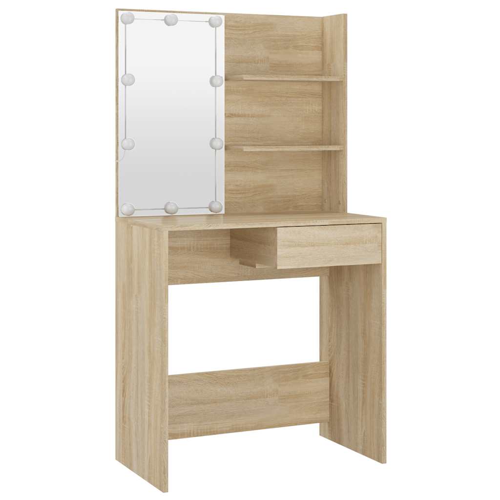 vidaXL Toaletka z LED, dąb sonoma, 74,5x40x141 cm