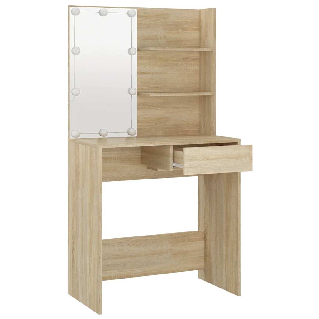 vidaXL Toaletka z LED, dąb sonoma, 74,5x40x141 cm