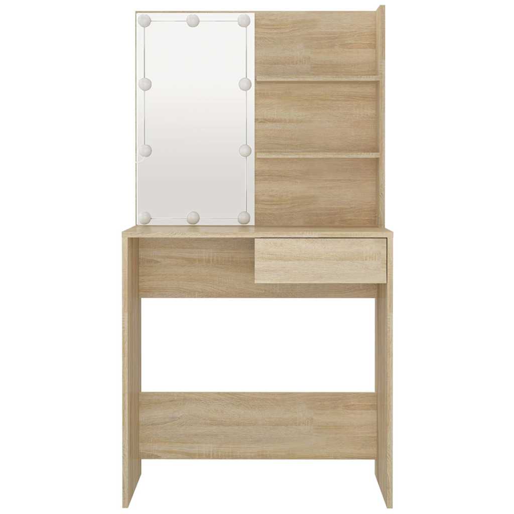 vidaXL Toaletka z LED, dąb sonoma, 74,5x40x141 cm